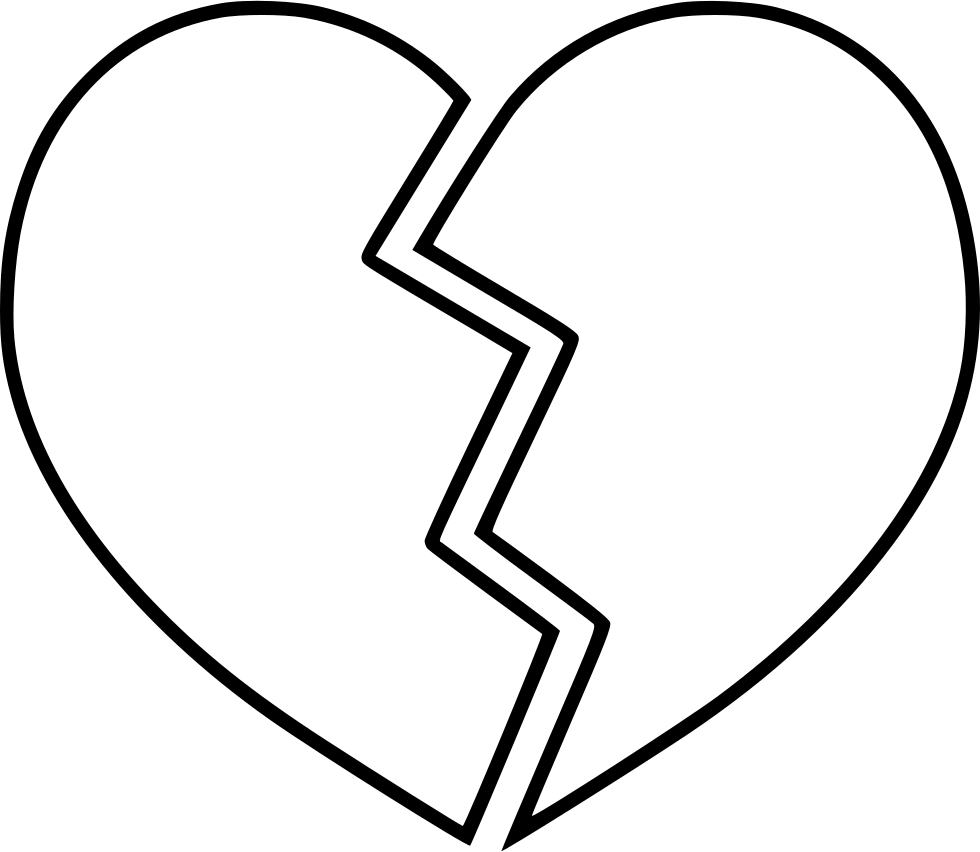 Heart Love Romance Transprent - Broken Heart Clipart Black And White (980x852)
