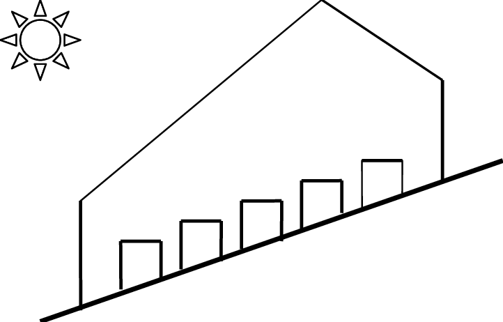 A Schematic Diagram Of An Uneven-span Greenhouse - Uneven Span Type Greenhouse (722x462)