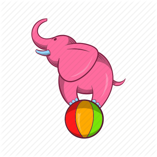 Cartoon Elephant In Circus Clipart Cartoon - Elephant On A Ball Clipart (512x512)