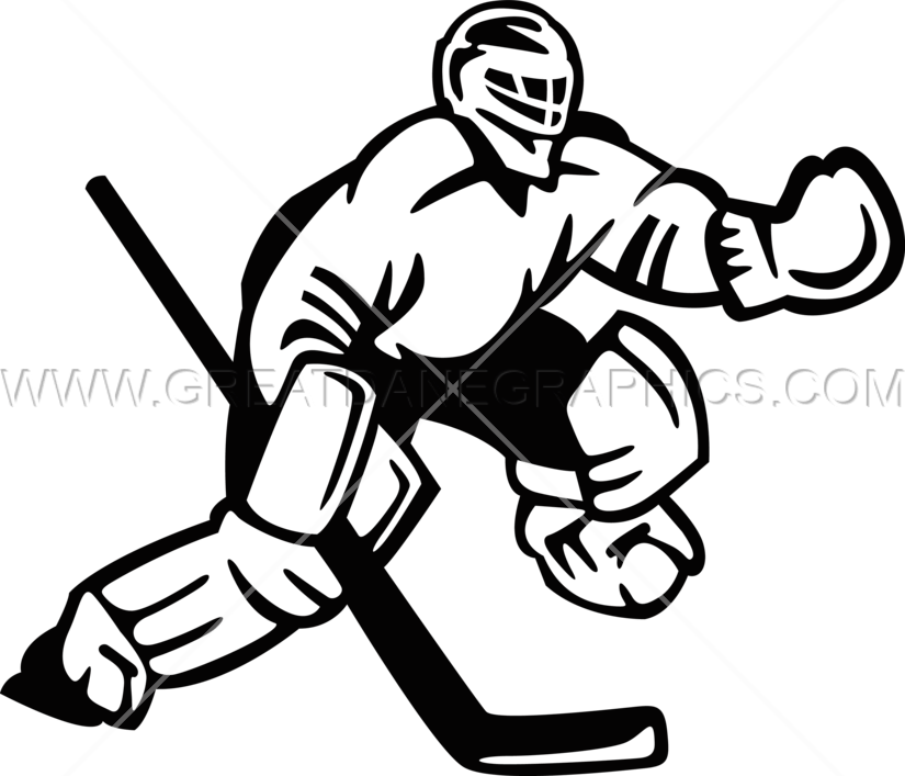 Jpg Library Download Hockey Goalie Clipart - Ice Hockey Goalie In Black And...