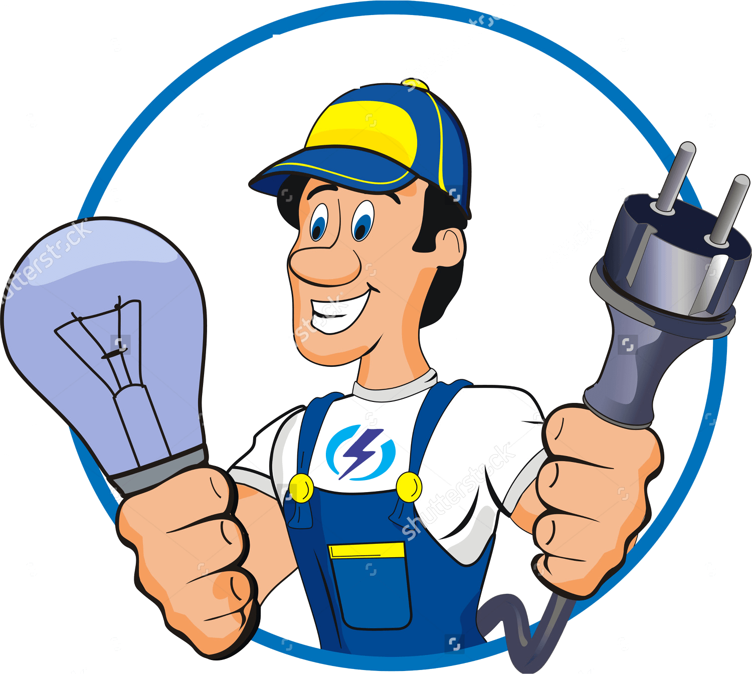 Electrician Clipart Wireman - Imagen De Electricista Animado (1500x1345)