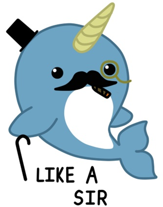 Narwhal Clipart Narwal - Cute Narwhal With Mustache (420x420)