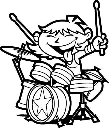 Drawing Drums Kid - Viniles Para Baterias (374x440)