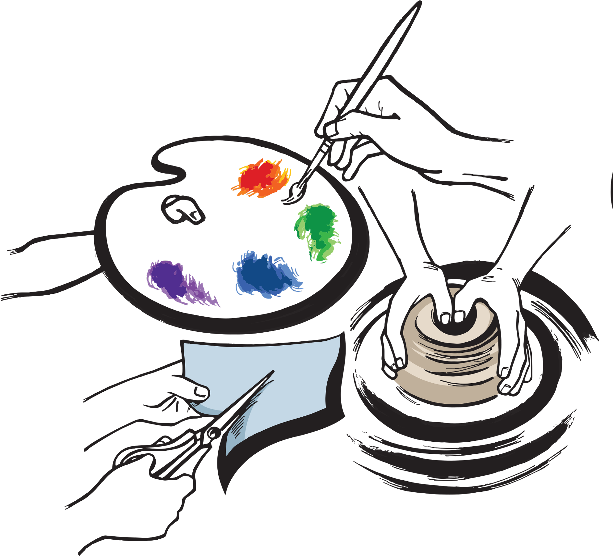 Graphic Black And White Stock Classes Fine School - Creative Hands (2048x1966)