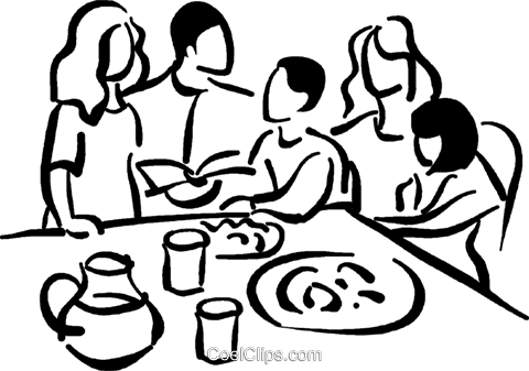 Clipart Table Family - Family At Table Clipart (480x337)