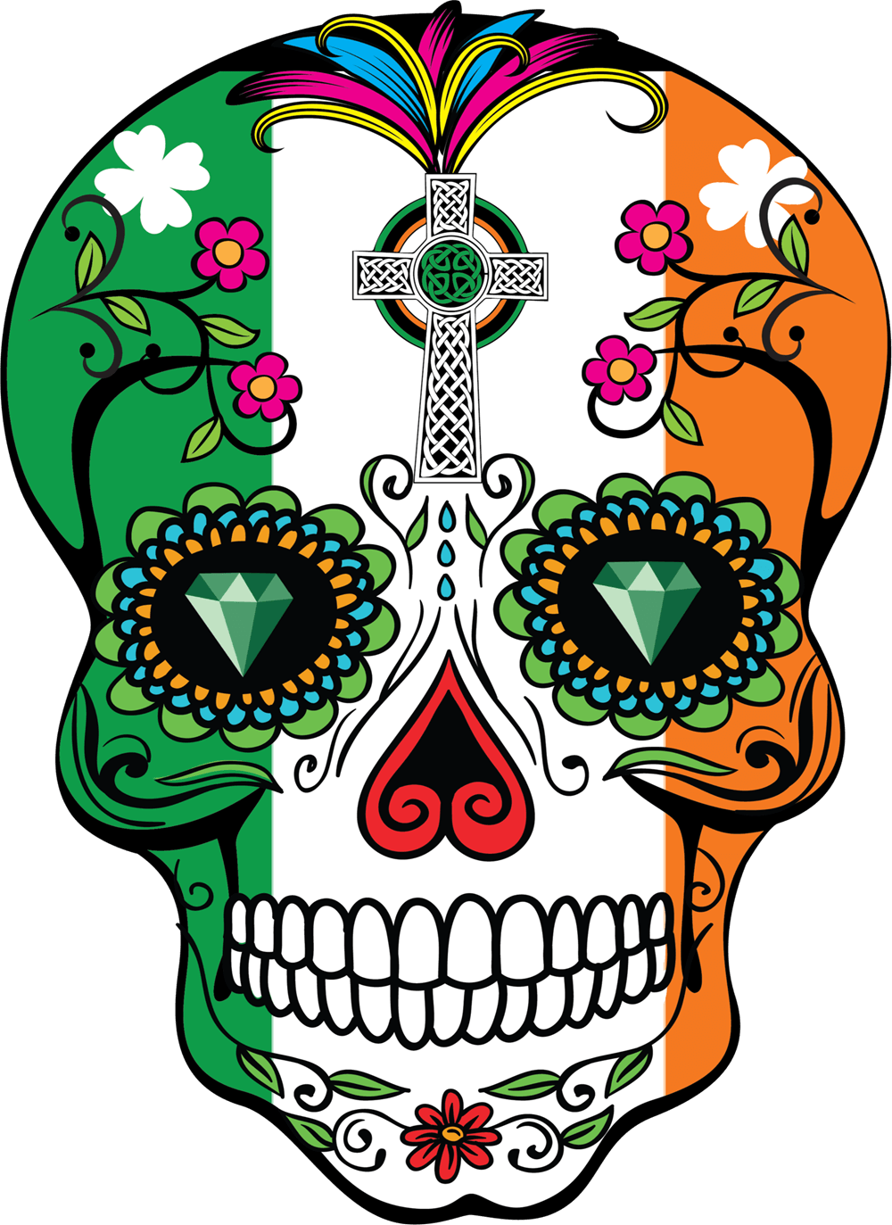 Clipart Freeuse Library Sugar Skulls And Of Ireland - Calavera (1000x1373)