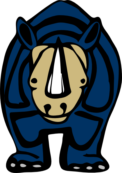 Blue Cartoon Rhino Clipart Rhinoceros (420x592)