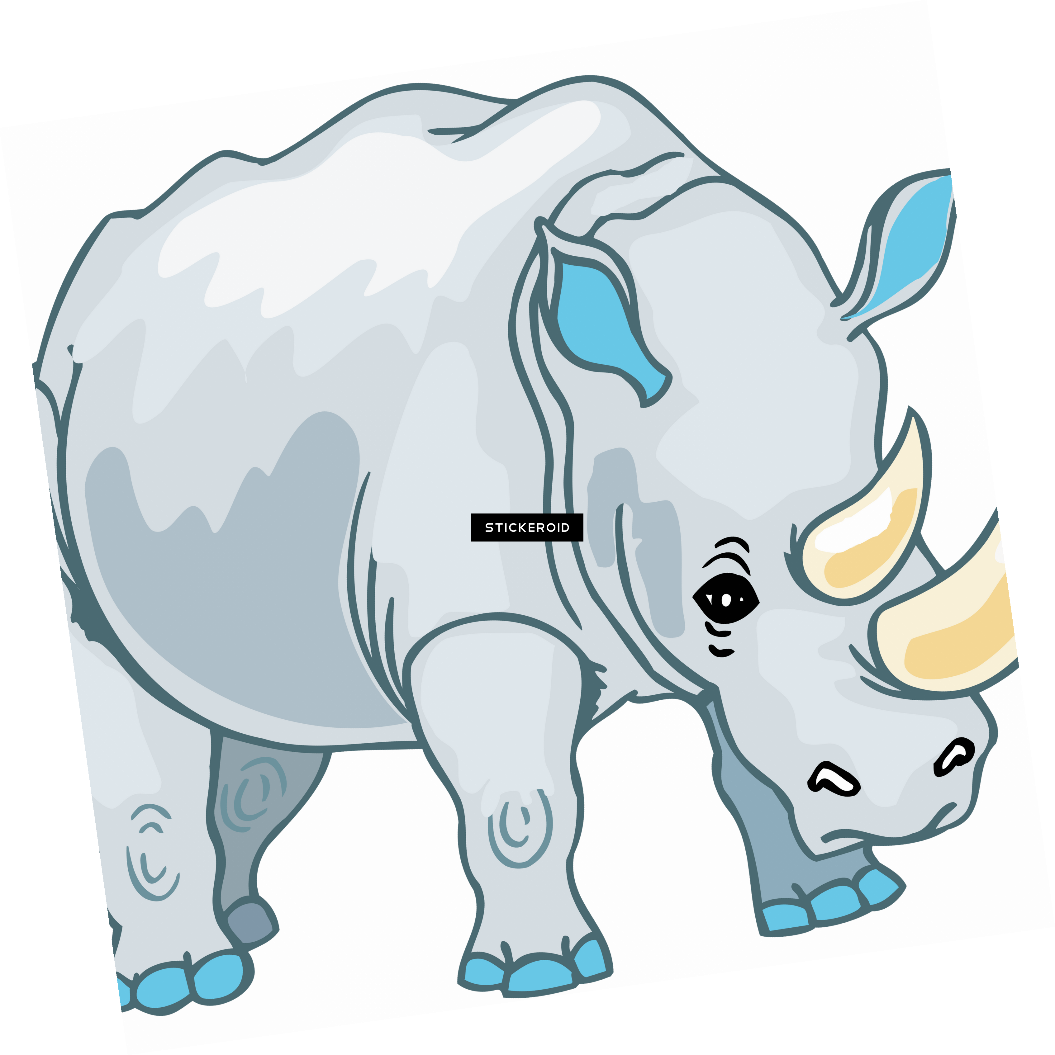 Rhino Cartoon - Rhinoceros (3387x3388)