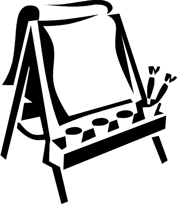 Vector Illustration Of Artist's Easel For Supporting - Мольберт Вектор Пнг (609x700)