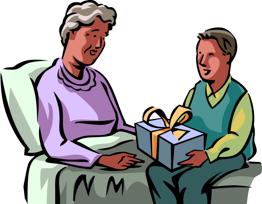 Png Stock Hospitalized Elderly Senior Citizen Vector - Boy With His Grandmother (898x700)