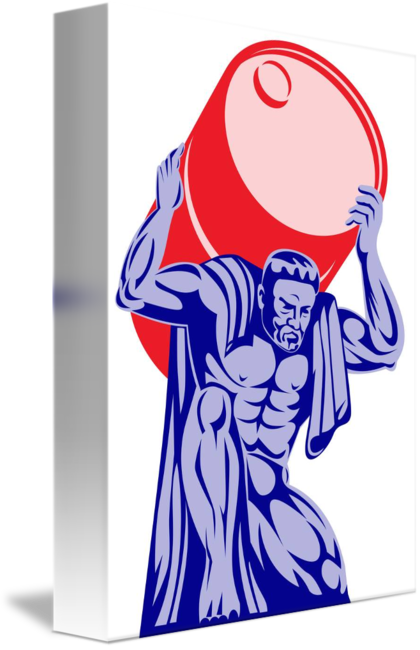 Atlas Carrying Barrel Drum Of Oil Retro Ornament ( (420x650)