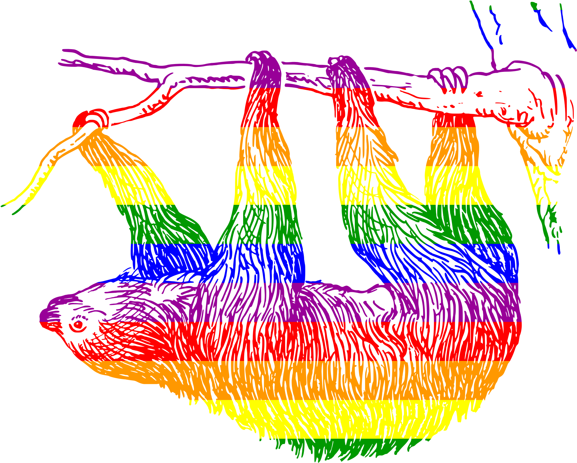 Open - Funny Sloth Funny Sloth Square Sticker 3" X 3" (2000x1613)