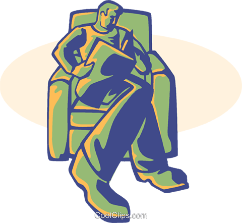 Man Reading News Paper Royalty Free Vector Clip Art - Illustration (480x442)