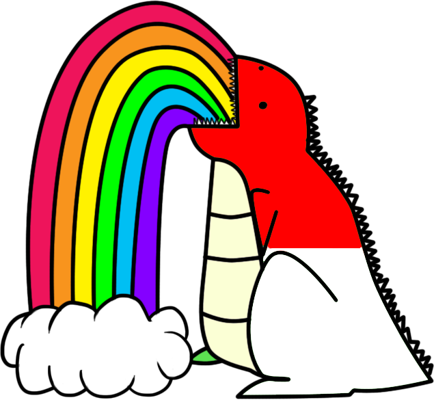 Puke Rainbow Inasaurus - Barfing Fat Rainbow Unicorn (635x585)