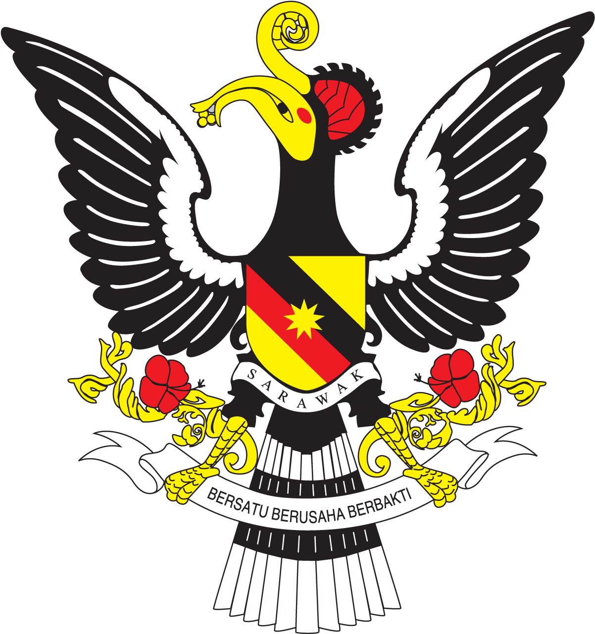 Sarawak Bumi Kenyalang Government Clip Art Png Government - Sarawak Coat Of Arms (1214x1299)