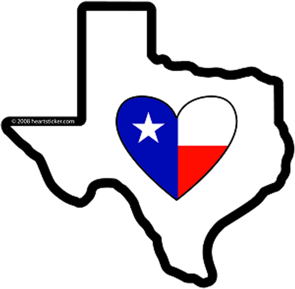 Creators Of Heart In Oregon, Love Decals And Water - State Of Texas With Heart (1024x1024)