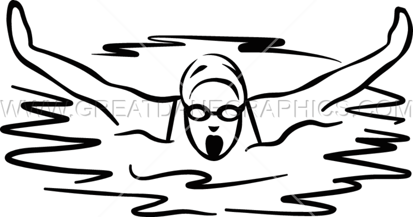 Vector Free Female Swimmer Production Ready Artwork - Swimming Clip Art Black And White (825x434)