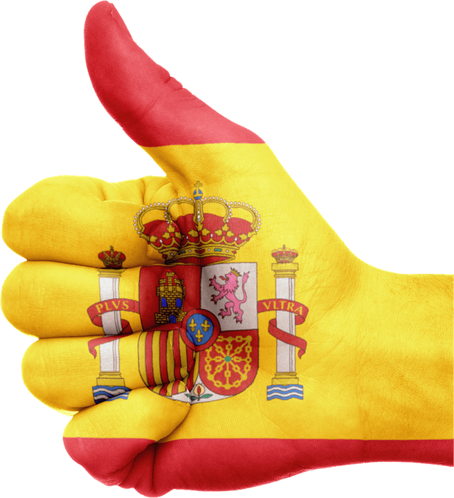 Spain Flag Png Transparent Images - Spain Flag Hand Png (656x720)