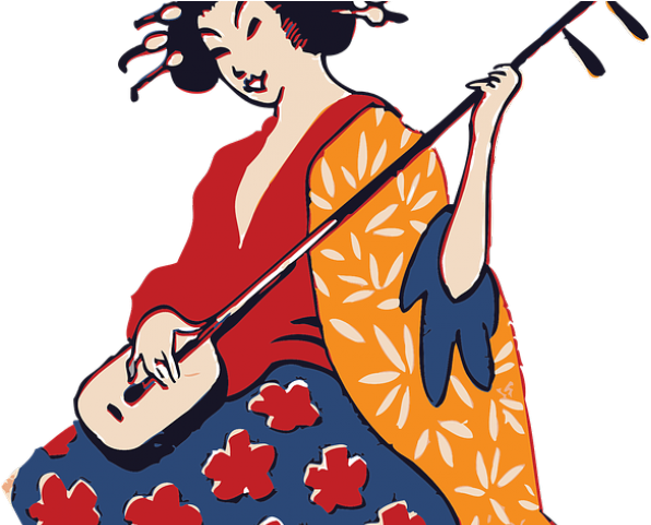 Geisha Clipart Transparent - Traditional Geisha Playing A Shamisen 1 25 Magnet Gesha (640x480)