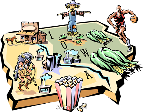 Iowa Vignette Map Royalty Free Vector Clip Art Illustration - Three-legged Dog Walked Into A Bar [book] (480x375)
