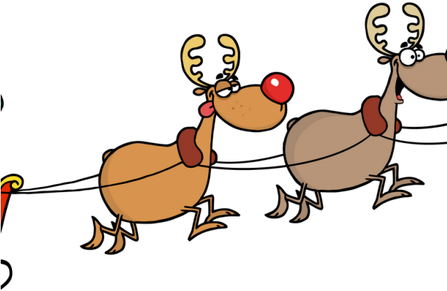 Sleigh Clipart Santa's Slay - Transparent Santa And Reindeer (640x480)