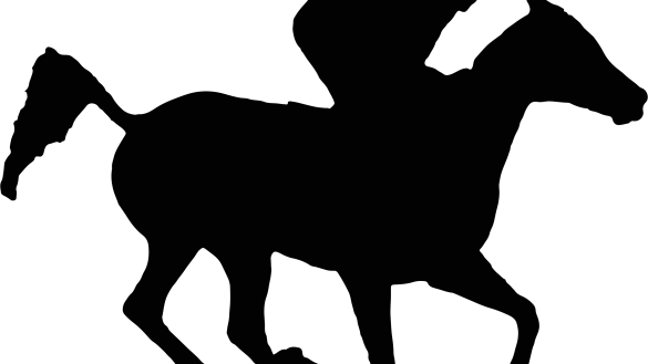 Exciting Race Horse Silhouette Clipart Arabian Racehorse - Horse Racing Silhouette Png (585x329)