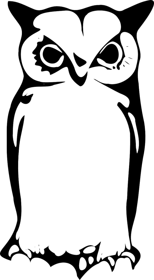 Owl Silhouette Bird Drawing Line Art - Tato Burung Hantu Tribal (500x909)