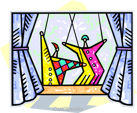 Puppets Performing On A Stage Royalty Free Vector Clip - Drawing For Puppet Show (480x398)