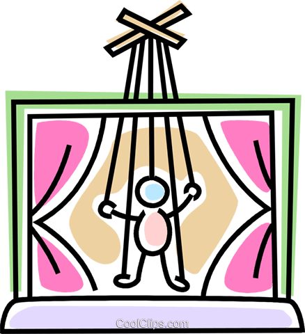 Puppet Show Royalty Free Vector Clip Art Illustration - Puppentheater Clipart (438x480)