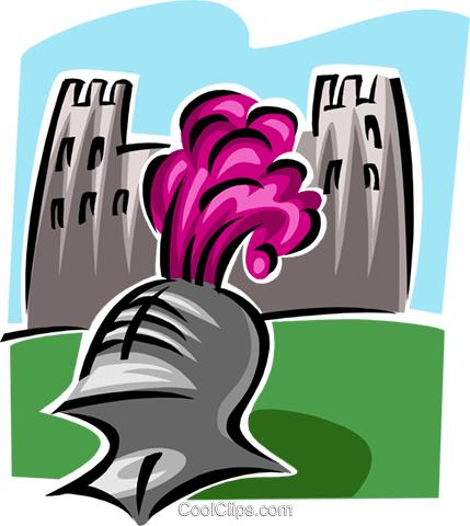 Knight Helmet In Front Of Castle Royalty Free Vector - Knight Helmet In Front Of Castle Royalty Free Vector (429x480)
