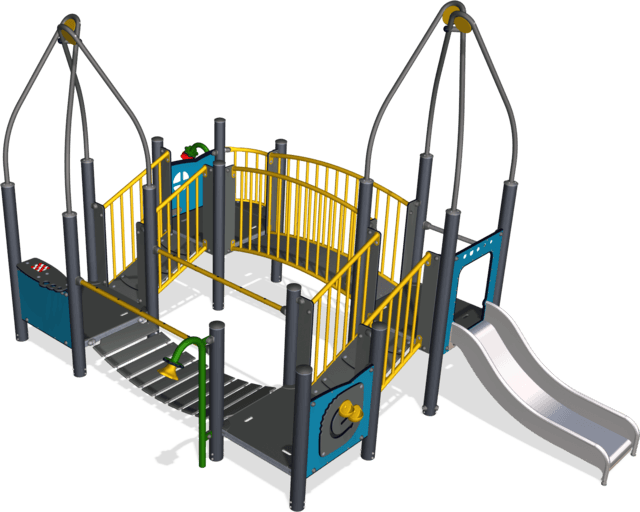 Four Towers With Bridges, Steel Posts, St - Kompan (640x512)