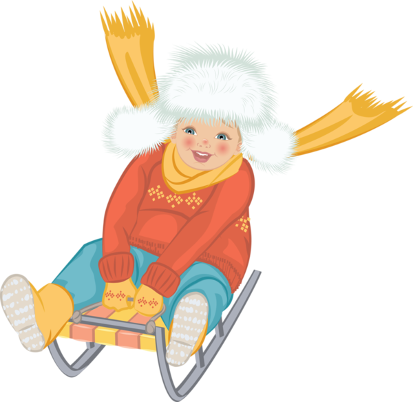 People, Illustration, Individual, Person, People Cute - Niño Con Trineo Png (600x584)