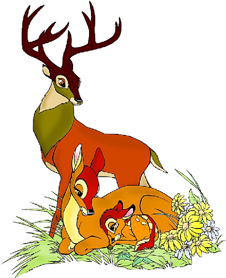 Bambi Clip Art Page - Bambi Mit Eltern (600x600)