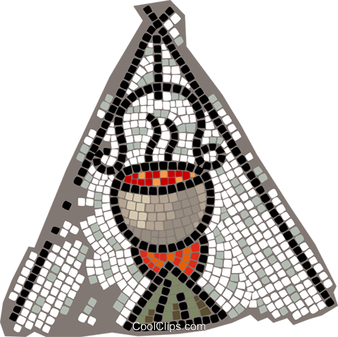 Cooking In A Teepee Royalty Free Vector Clip Art Illustration - Cross-stitch (480x478)