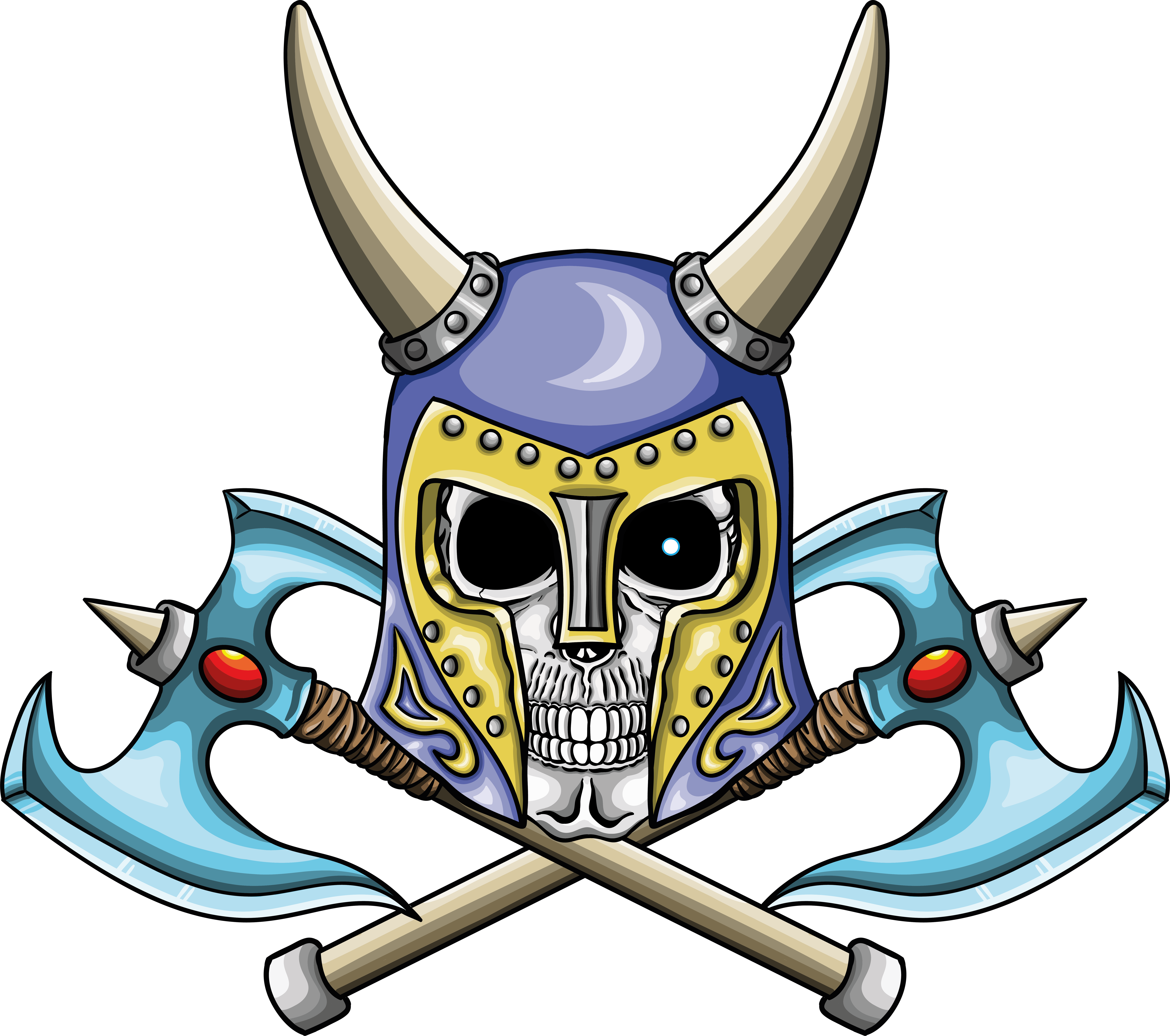 Illustration Of Warrior Undead Skull With Fantastic - Illustration Of Warrior Undead Skull With Fantastic (7632x6760)