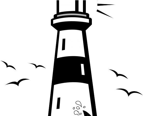 House Clipart Lights - Lighthouse Black And White Clipart (640x480)