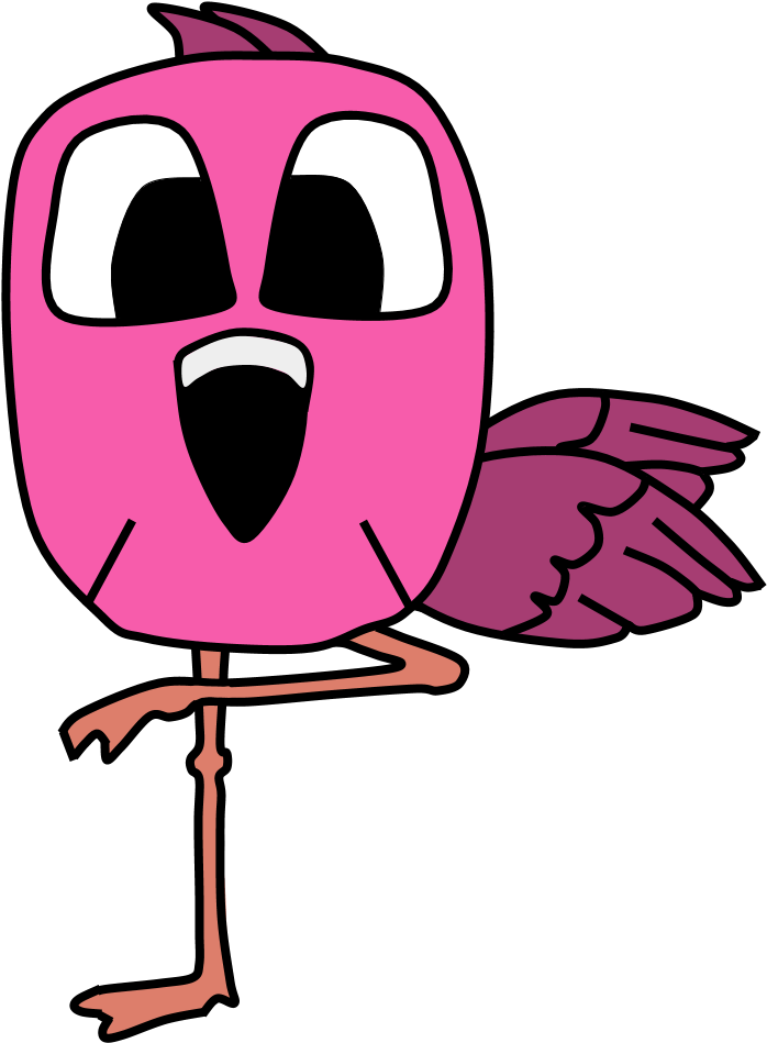 Flamingo, Big Eyes, Cartoon Animal - Cartoon (816x1056)