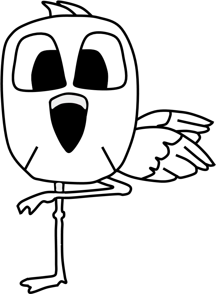 Flamingo, Big Eyes, Black And White, Cartoon Animal, - Goose (816x1056)