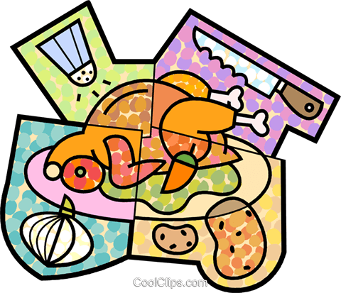 Roast Turkey With Garlic Royalty Free Vector Clip Art - Roast Turkey With Garlic Royalty Free Vector Clip Art (480x413)