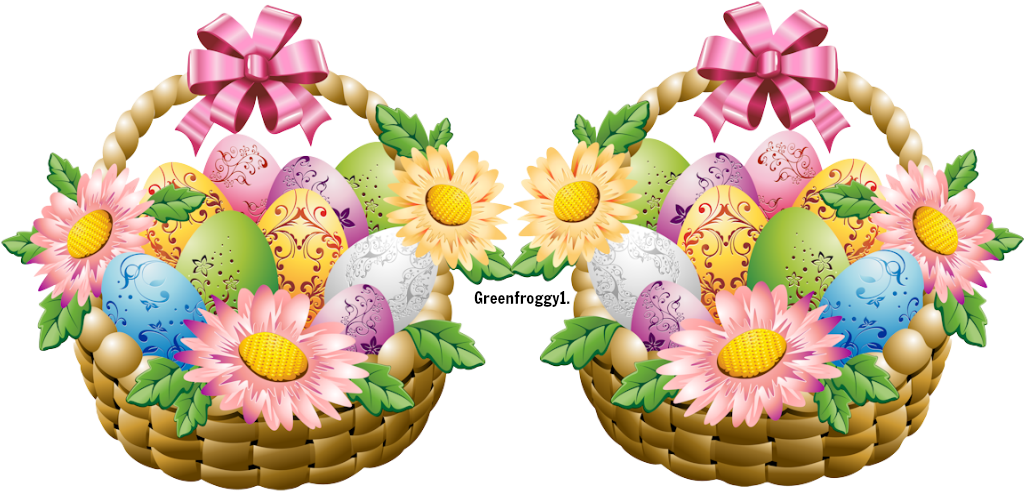 Divider Clipart Easter - Osterei-korb Mit Blumen Karte (1024x574)