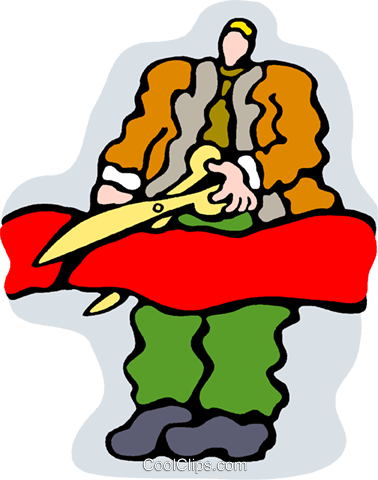 Scissors, Red Ribbon Royalty Free Vector Clip Art Illustration - Scissors, Red Ribbon Royalty Free Vector Clip Art Illustration (378x480)