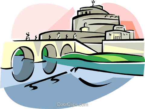 Rome Ponte Sant'angelo Royalty Free Vector Clip Art - Ponte Sant'angelo (480x360)