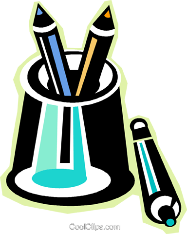 Pencil Holder With Colored Pencils Royalty Free Vector - Message (384x480)