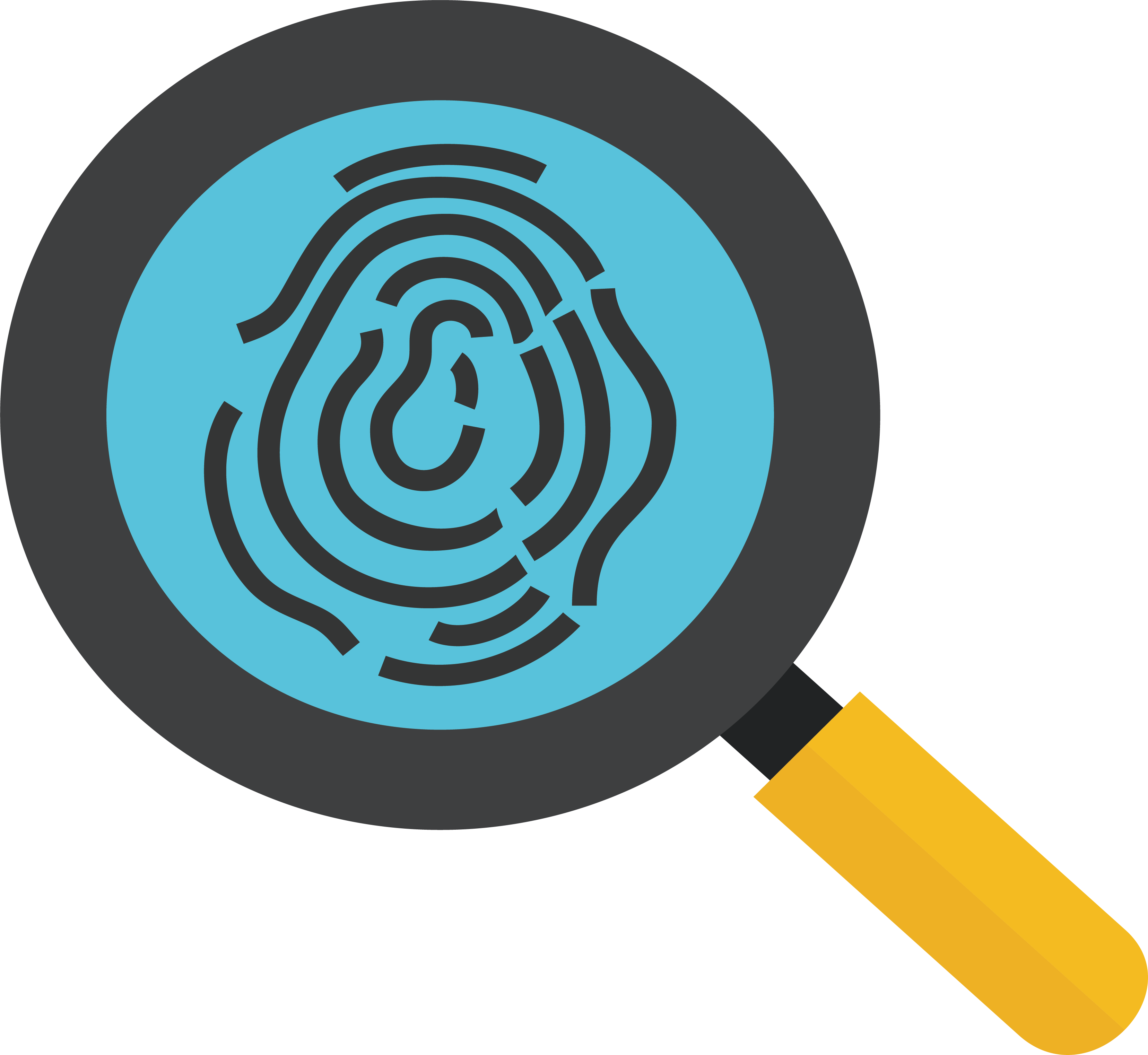 Black And White Library Icon Search Alignment Transprent - Fingerprint And Magnifying Glass (3312x3044)