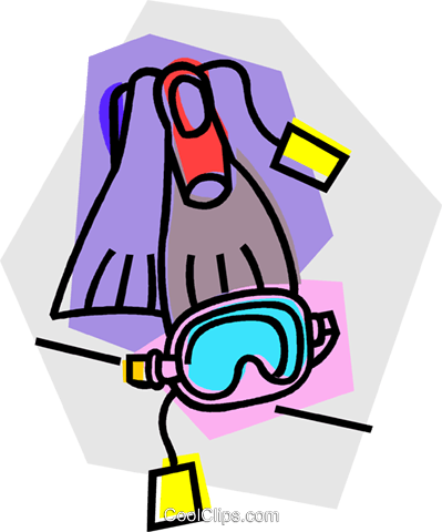 Diving Mask And Flippers Royalty Free Vector Clip Art - Diving Mask (399x480)