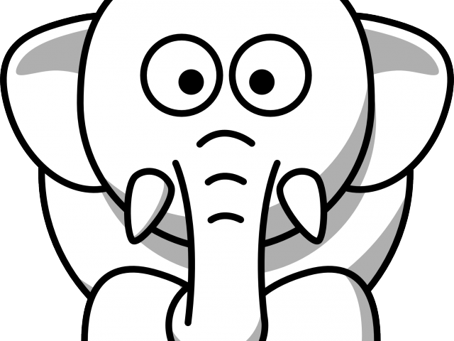 Baby Animal Clipart Big Small Elephant - Animal Drawing Black And White (640x480)
