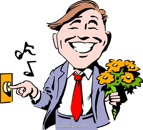 Cartoon Date Royalty Free Vector Clip Art Illustration - Doorbell Clipart (480x439)