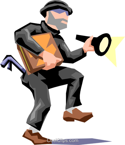 Burglar Clipart Burglary Vector Royalty Free Stock - Clipart Burglars (416x480)