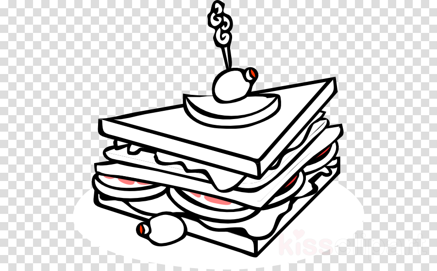 Download Sandwich Outline Clipart Peanut Butter And - Black And White Sandwich Clipart (900x560)