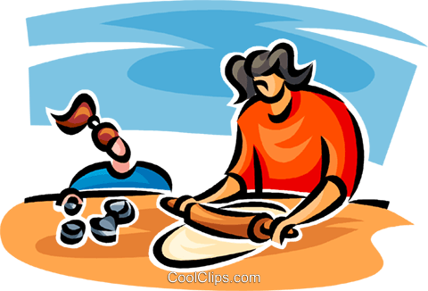 Woman And Daughter Cooking Royalty Free Vector Clip - Woman And Daughter Cooking Royalty Free Vector Clip (480x326)